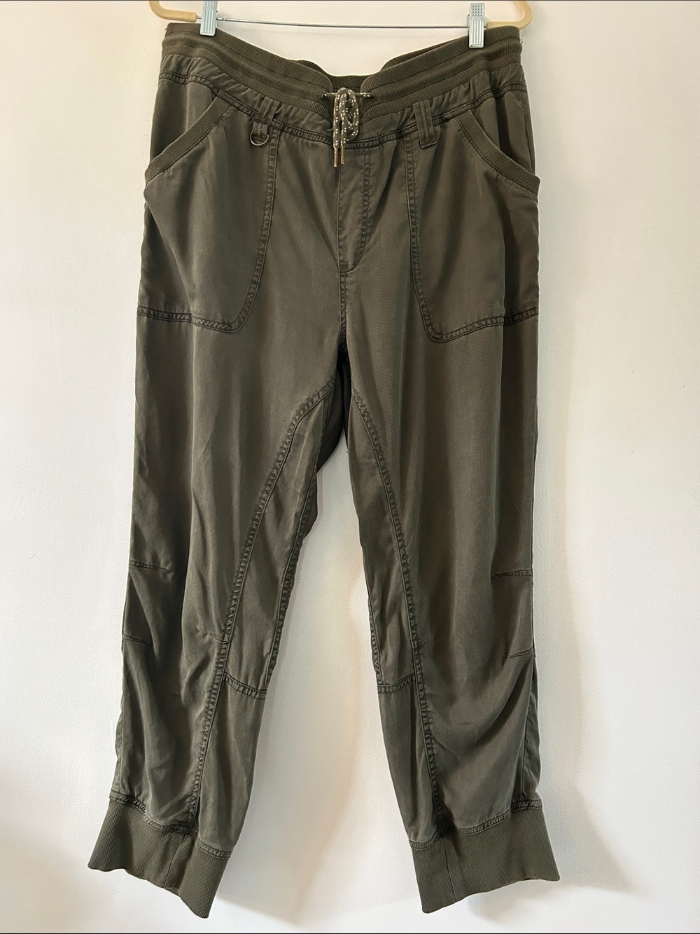 Pilcro by Anthropologie Mallory Lyocell Joggers Olive Green Drawstring Pull On